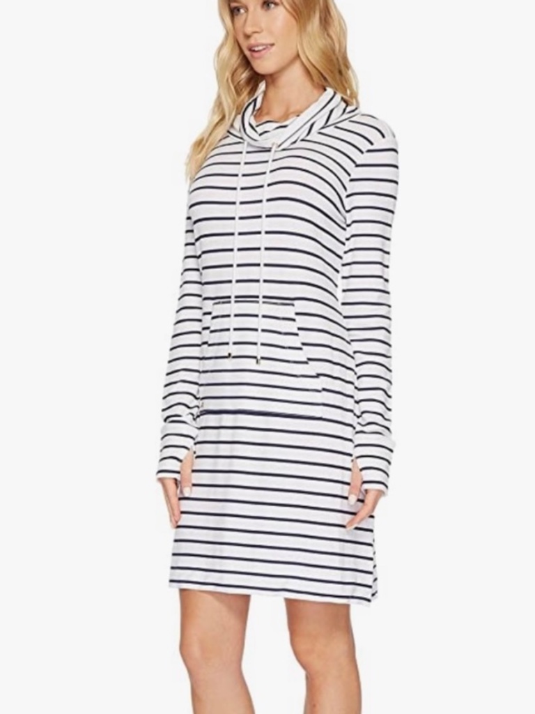 Nwot [Lilly Pulitzer] Navy White Striped Popover Beach Dress Cover Up | Medium